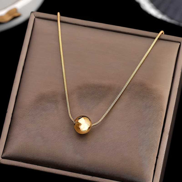 Simple Ball Pendant Stainless Steel Short Necklace For Woman