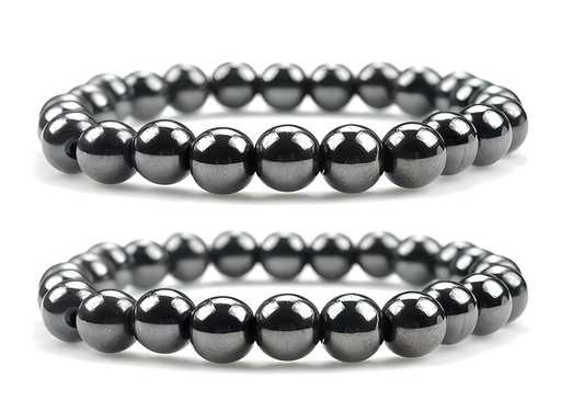 (Pack of 2)Natural Round Beads Magnetic Hematite Crystal Stone 8mm Bracelet